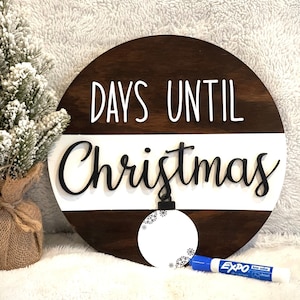 Handmade Christmas Countdown Wood Sign: 3D Design, Dry Erase