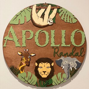 Safari Nursery Name Sign: 3D Custom Wood Decor