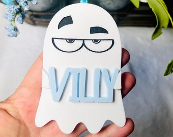 Personalized Acrylic Ghost Name Tag | Halloween Boo Basket Decor
