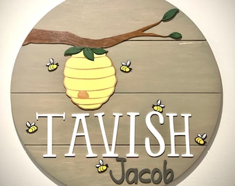 Winnie the Pooh Nursery Sign, Custom 3D Name Sign, Hundred Acre Woods