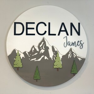 Woodland Nursery Name Sign: Custom 3D Mountain Decor