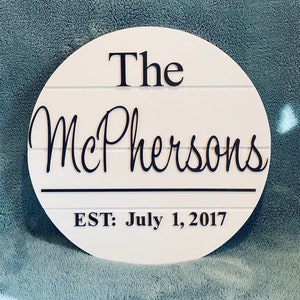 Name Sign, Last Name Sign, Family Name Sign, Round Last Name Sign, Wedding Gift