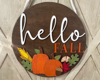 3D Hello Fall Wood Sign: Autumn Porch Decor