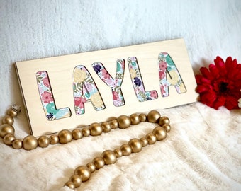 Rompecabezas de madera personalizado con nombre: letras acrílicas transparentes, juguete Montessori