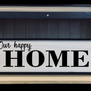 Wood Home Sign, &quot;Our Happy Home&quot;, Home Decor, Family Room Decor, Entry way wood Sign, Home Decor Wood Sign, Housewarming Gift, Wood Signs