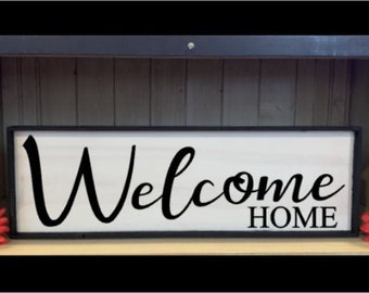 Rustic Welcome Home Wood Sign: Farmhouse Entryway Decor