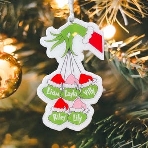Décoration de Noël, Décorations personnalisées, Ornement de famille, Grinchmas, Ornement de Grinchmas, Ornement de famille inspiré du Grinch, Ornement personnalisé