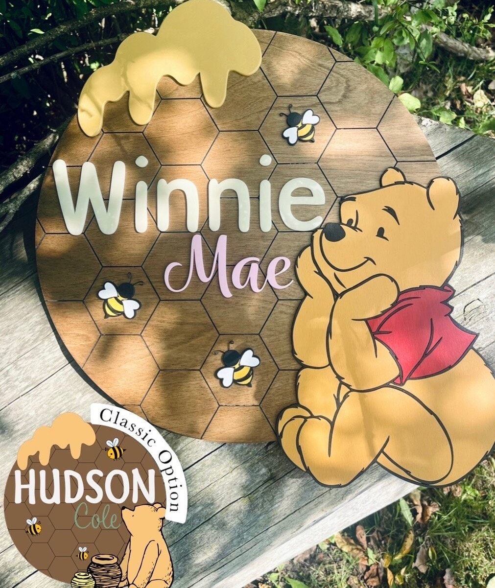 Winnie the Pooh, Pooh Bear, Nursery Name Sign, Wood Name Sign