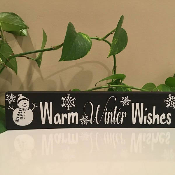 Warm winter wishes wood Sign, Warm winter wishes, winter wood signs, winter signs, winter home decor, winter table decor, winter wishes sign