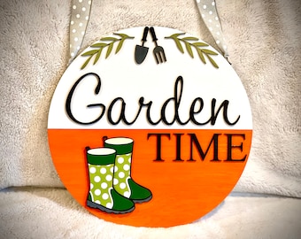 Handgemachter Frühling Garten Türschild aus Holz: Willkommen Schild
