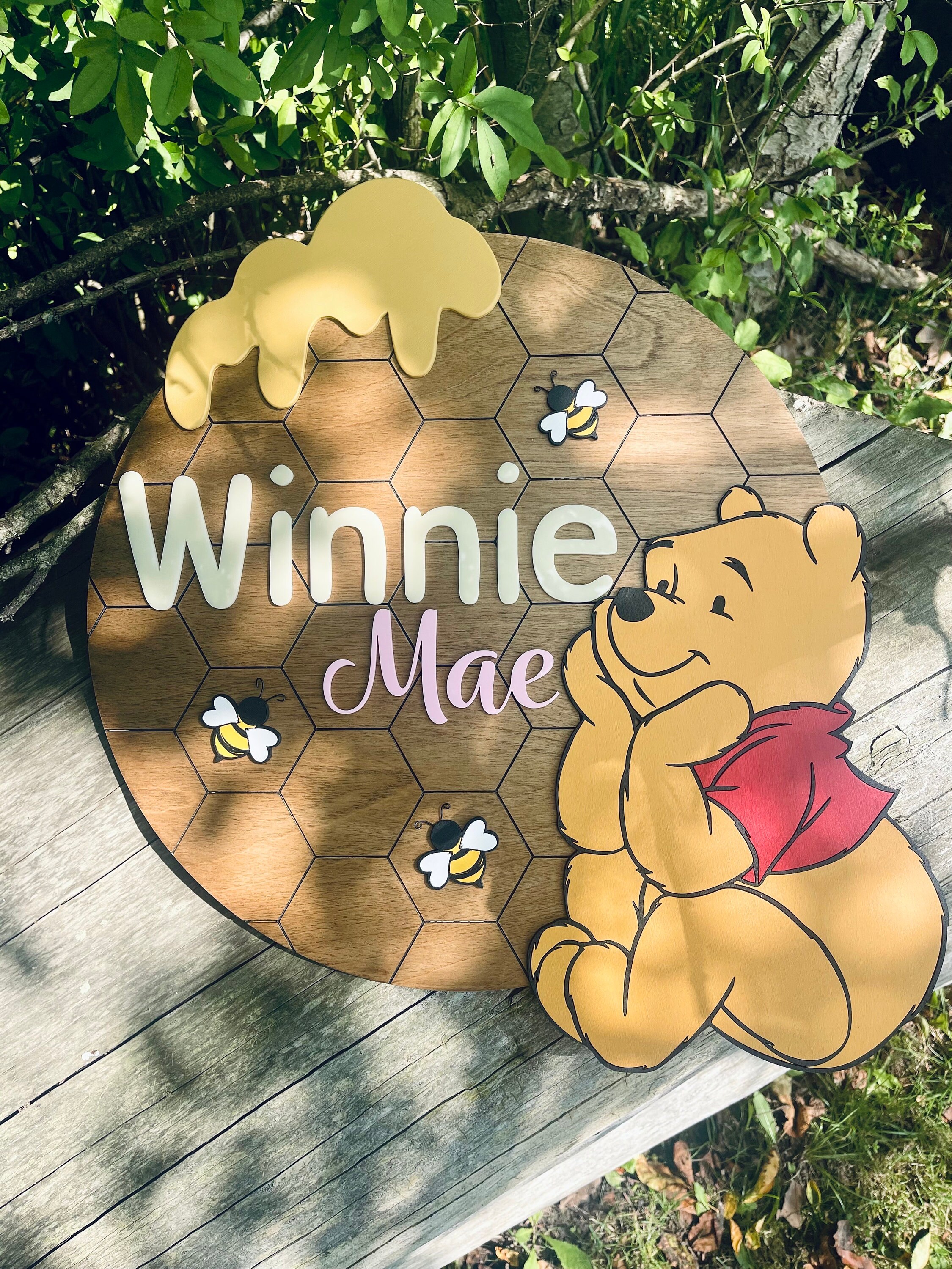 Winnie the Pooh, Pooh Bear, Nursery Name Sign, Wood Name Sign