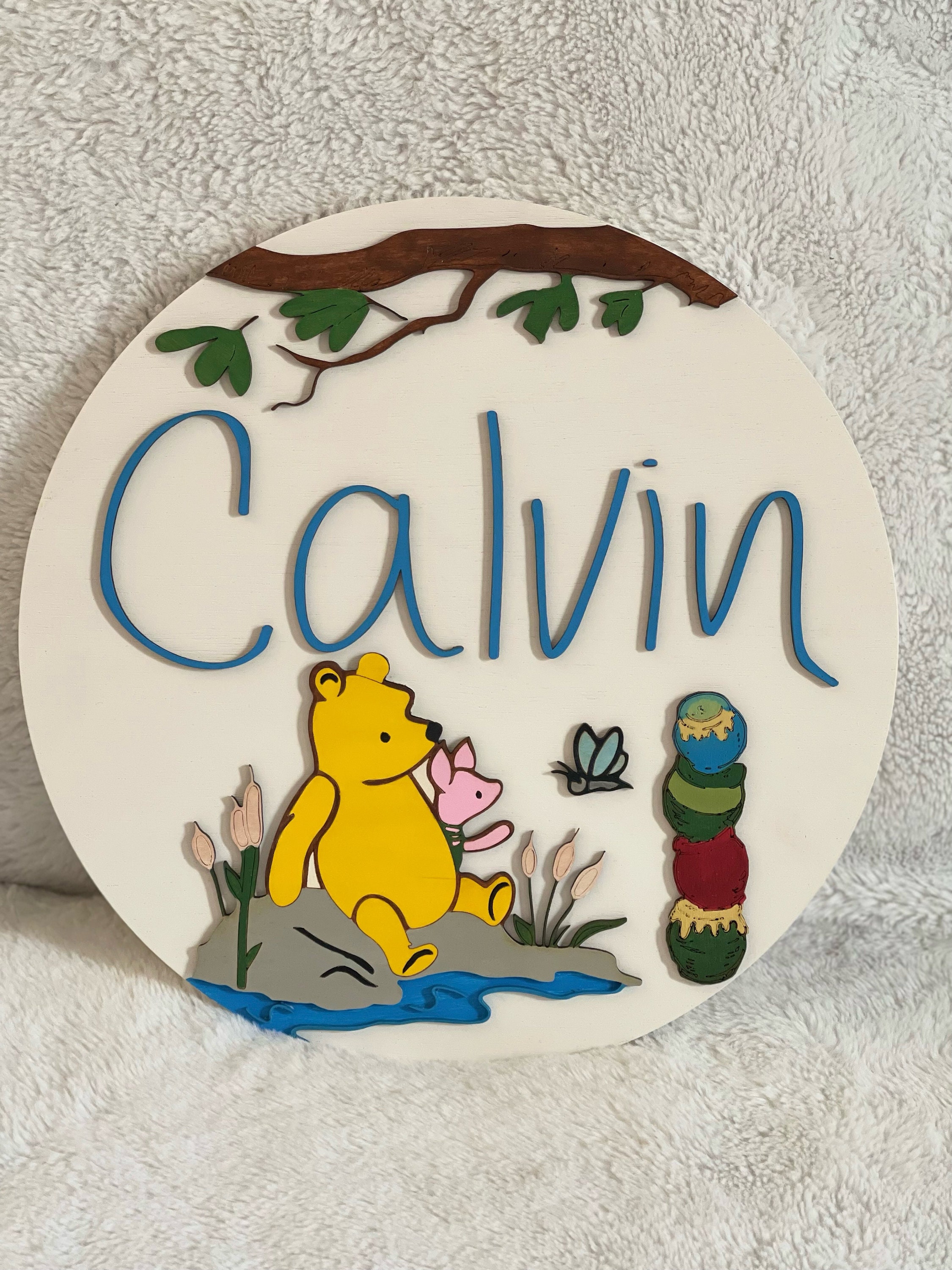 Banner Per Battesimo Personalizzato Winnie The Pooh, 3 Metri, Blu, Per Bambini
