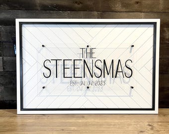 Custom 3D Family Name Sign, Herringbone Wood, Nursery Decor