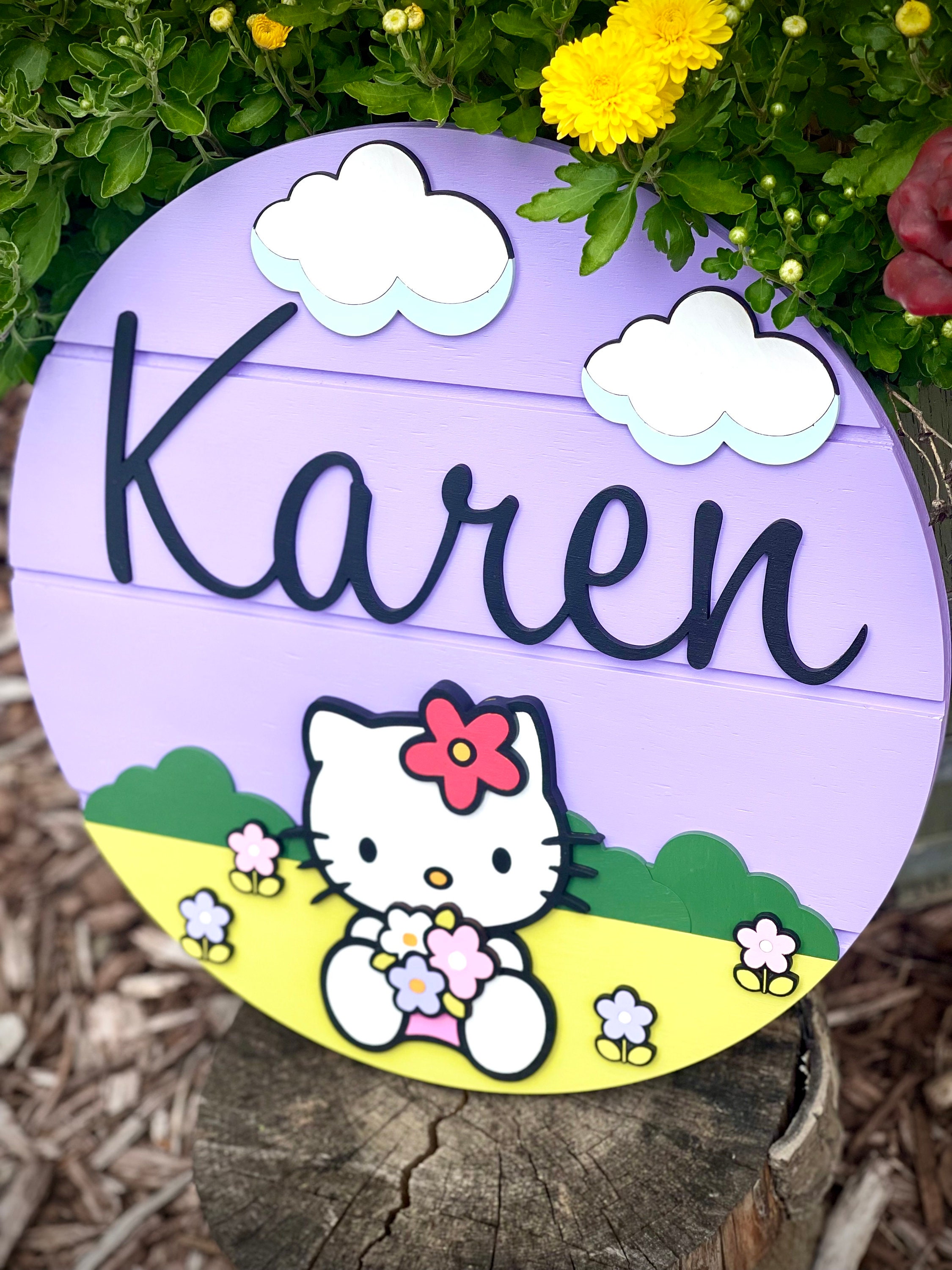 Handmade Hello Kitty Nursery Name Sign, 3D Kids Room Decor - Etsy