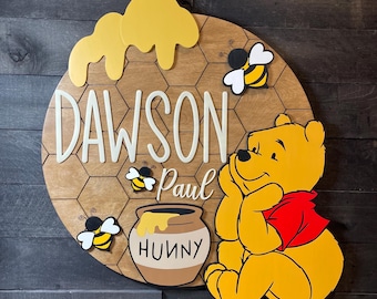 Winnie the Pooh, Pooh Bear, Nursery Name Sign, Wood Name Sign, Winnie the Pooh Name Sign, Custom Name Signs, Name Sign for Nursery, Pooh