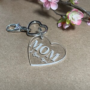 MOM Acrylic Heart Keychain | Personalized Keychains | Custom Mom Keychain | Heart Keychain | Acrylic Heart Keychain | Keychains | MOM