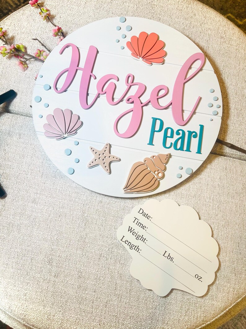 Seashell Nursery Sign: Custom Beach Theme Wood Name Sign - Etsy