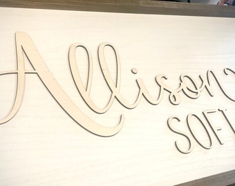 Custom Wood Name Cutout: Birch Plywood, Laser Cut