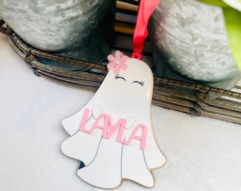 Personalized Ghost Name Tag | Acrylic Halloween Boo Basket Decor