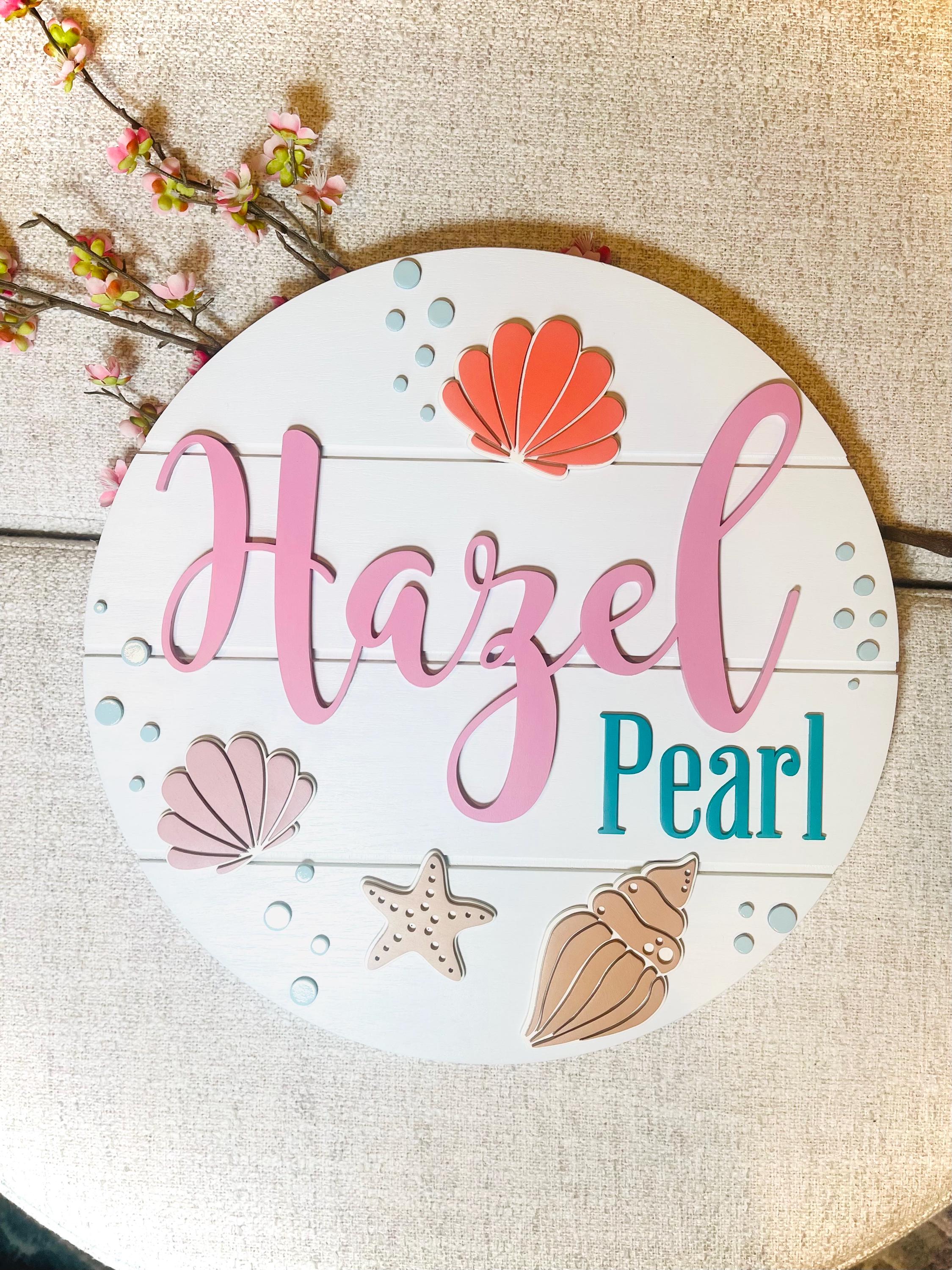 Seashell Shop Sign Seashell Nursery Sign: Custom Beach Theme Wood Name Sign - Etsy