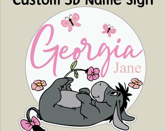 Eeyore Nursery Name Sign, 3D Wood, Winnie the Pooh Theme