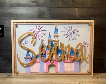 Castle Name Sign, Disney Castle, Last Name Sign, Custom Name Sign, Wood Name Sign, Disney Inspired Name Sign, Nursery Name Sign, Family Sign