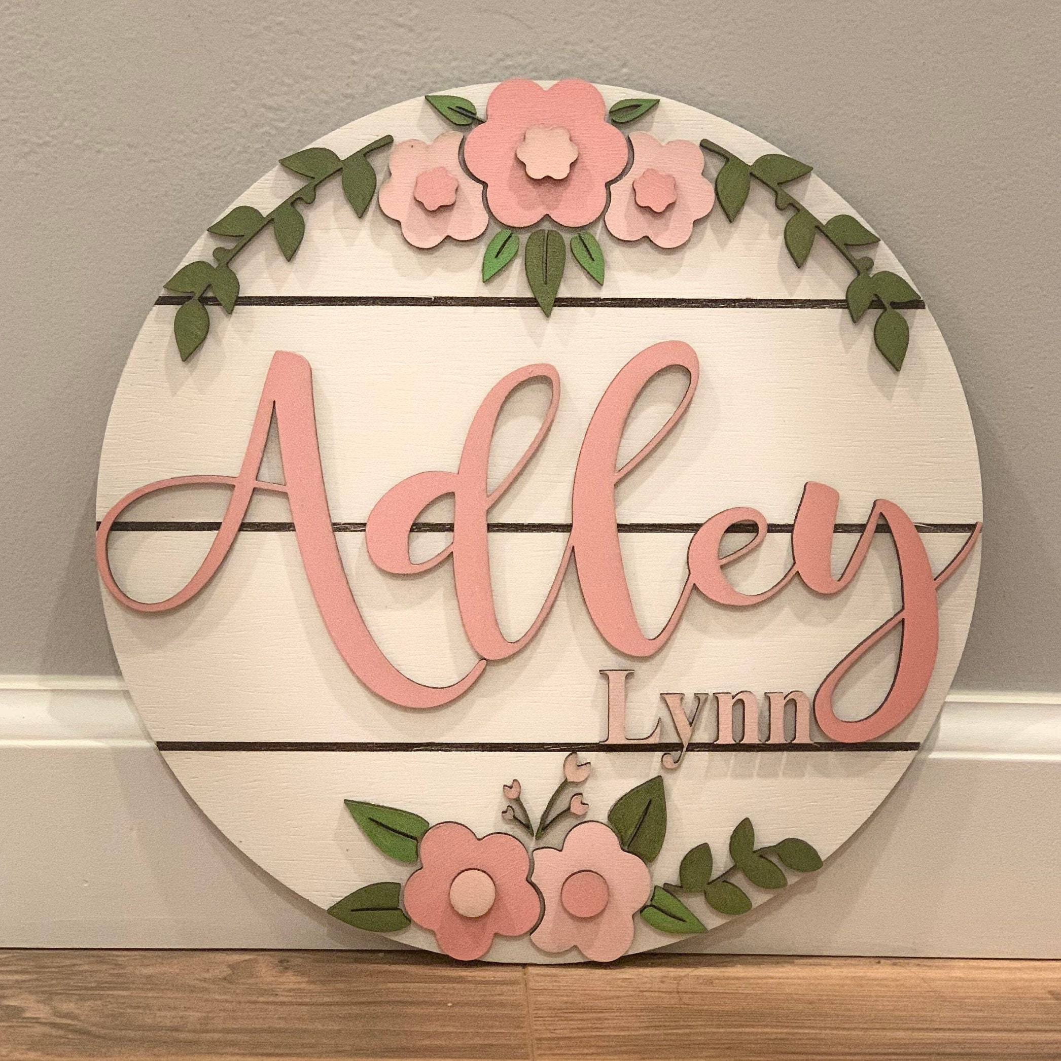 Nursery Name Sign Round Name Sign Kids Room Signs Name | Etsy