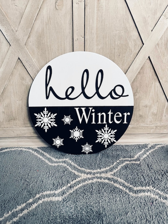 Hello Winter Wood Door Sign: Handmade Winter Decor