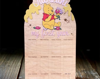 Mein erstes Jahr Foto Bord, Pooh Bär erste Geburtstagsparty, Sweet One, 1.Geburtstag Zeichen, monatliche Baby Fotos, Winnie the Pooh