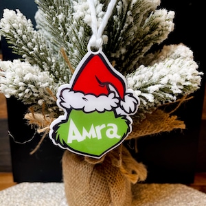 Décoration de Noël, Décorations personnalisées, Ornement pour prénom, Grinchmas, Ornement de Grinchmas, Ornement pour prénom inspiré du Grincheux, Ornement personnalisé