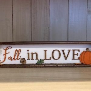 Fall in love wood sign, Thankful sign, Pumpkin sign, Wood pumpkin, Autumn decor,  Fall wood signs, Thanksgiving decor, Holiday decor, 3D