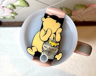 Stanley Tumbler Topper, Water Tumbler Name Tag, Stanley Name Plate, Classic Winnie The Pooh Bear, Cute Tumbler Toppers, Personalized Tags