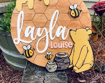 Winnie the Pooh, Pooh Bear, Nursery Name Sign, Wood Name Sign, Winnie the Pooh Name Sign, Custom Name Signs, Classic Winnie The Pooh