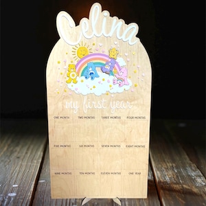 My First Year Photo Board, Care Bears First Birthday Party, Sweet One, 1st Birthday Sign, Baby Monthly Photos, Care Bears