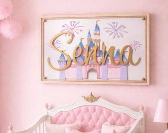 Castle Name Sign, Disney Castle, Last Name Sign, Custom Name Sign, Wood Name Sign, Disney Inspired Name Sign, Nursery Name Sign, Family Sign