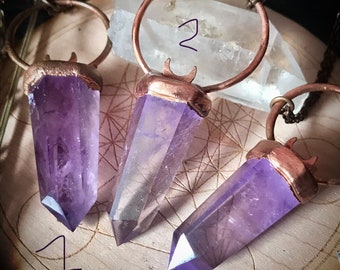 Amethyst Crystal Necklace Pendant, Electroformed, CRYSTAL JEWELRY