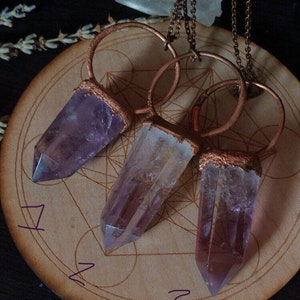 Amethyst Crystal Necklace Pendant, Electroformed, CRYSTAL JEWELRY