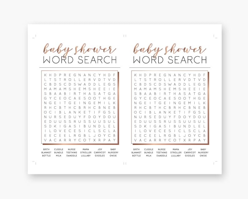 Rose Gold Baby Shower Wordsearch INSTANT DOWNLOAD Printable Etsy rose-gold-baby-shower-wordsearch-instant-download-printable-etsy