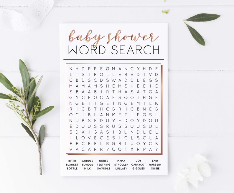 Rose Gold Baby Shower Wordsearch INSTANT DOWNLOAD Printable Etsy Rose Gold Baby Shower Wordsearch INSTANT DOWNLOAD Printable Etsy