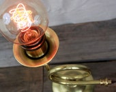 Brass Horn Lamp w Dimmer Switch - Vintage - Antique - Musician - Musical Instrument - Table Lamp - Gift - Steampunk - Edison