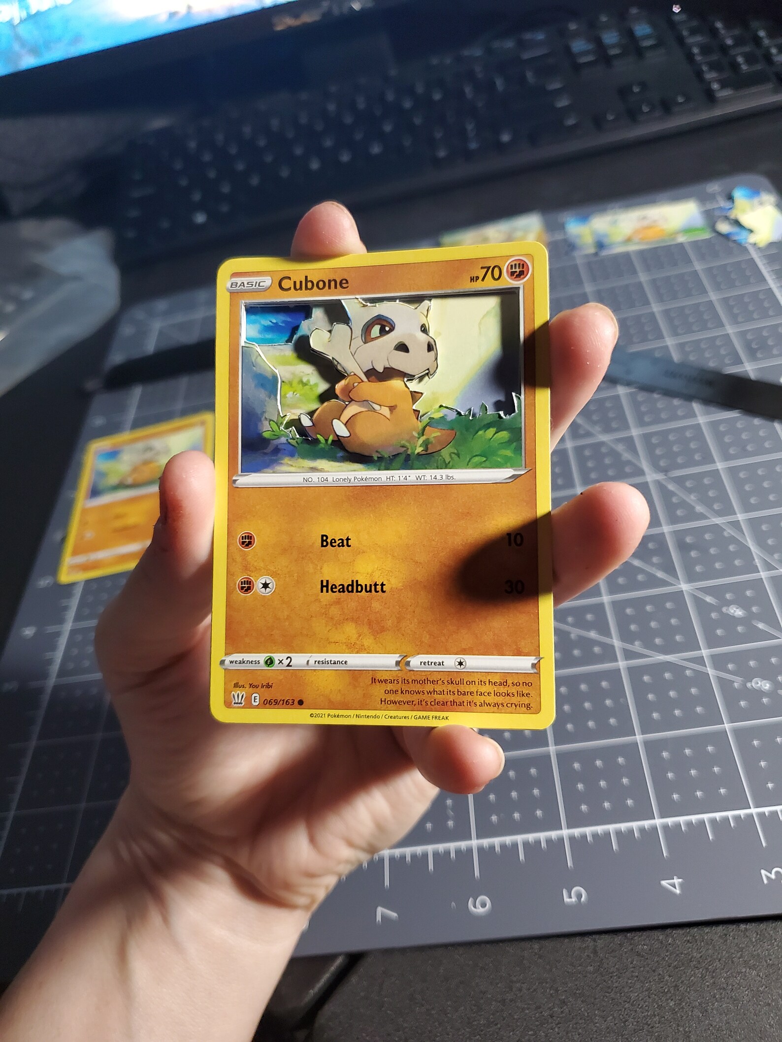 3D Pokemon Card Cubone TCG Card Etsy