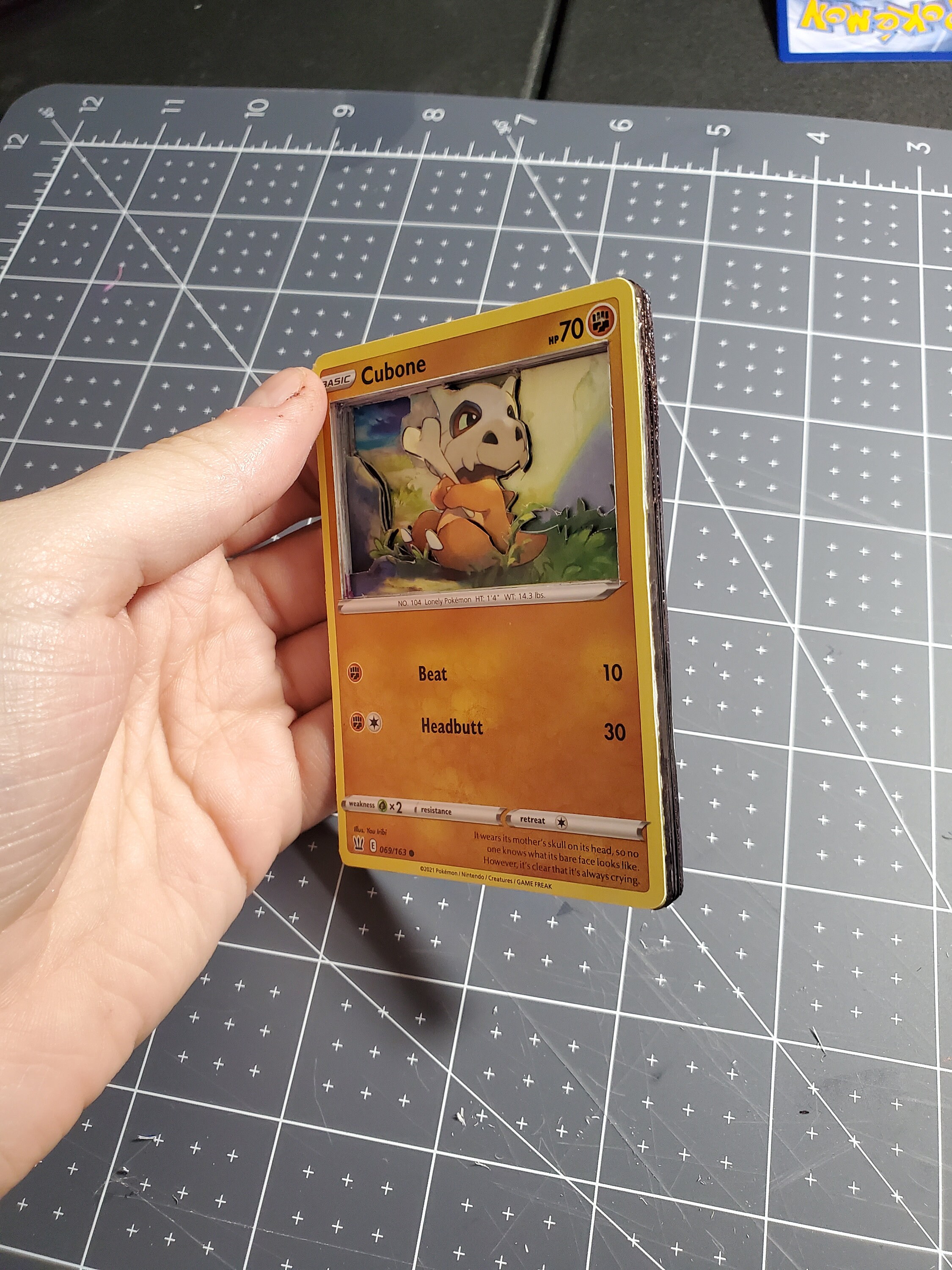 3D Pokemon Card Cubone TCG Card Etsy