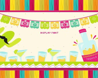 Banner papercut font, mexican banner OTF font.