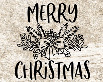Merry Christmas Floral Wreath Bow svg, Christmas svg cut file, Merry Christmas, Xmas svg file, Wreath svg, png, eps, dxf DIGITAL DOWNLOAD