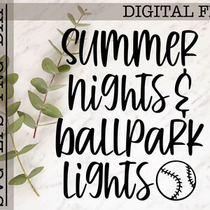 Summer Nights & Ballpark Lights svg, Baseball svg, Sports svg files, Baseball Mom svg, Baseball shirt svg, Baseball sign svg, png eps dxf