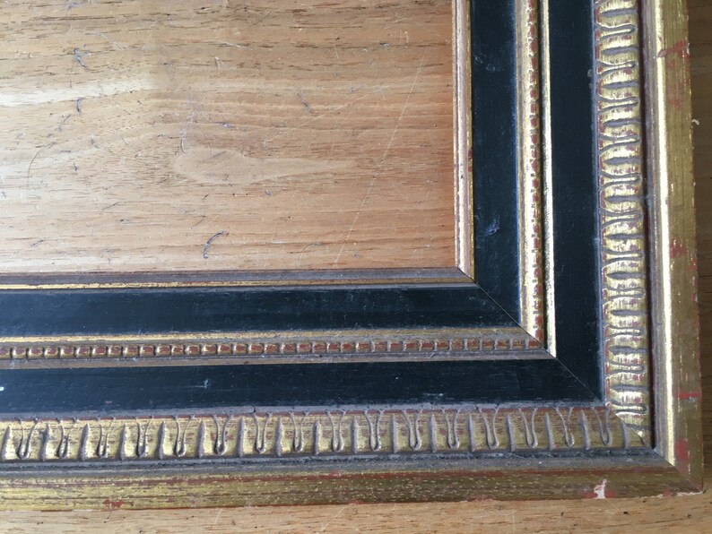 Vintage Black and Gold Picture Frame With Carved Decoration Etsy UK
