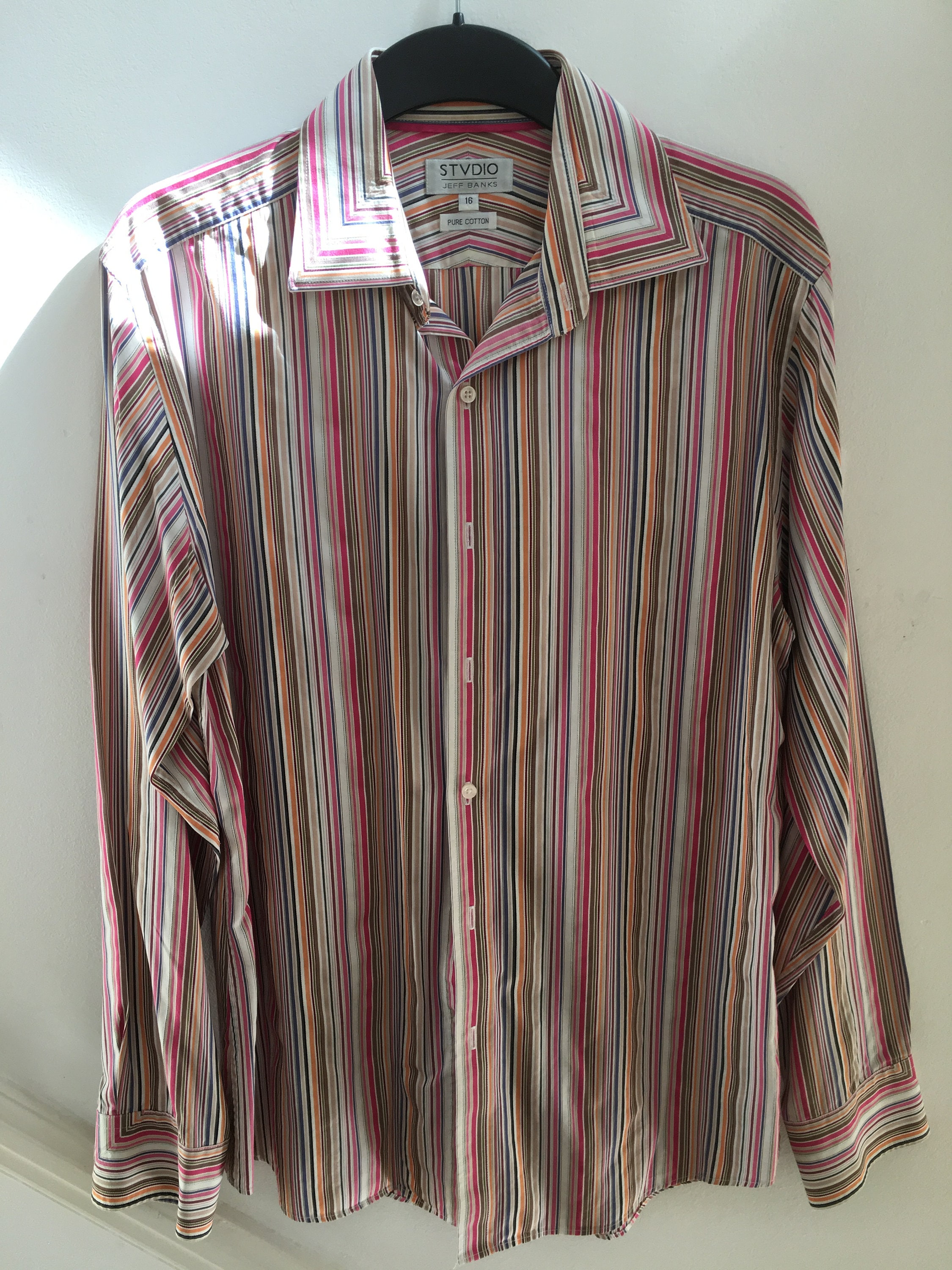 Jeff Banks Designer Gentleman's Striped Dress Shirt Medium - Etsy UK
