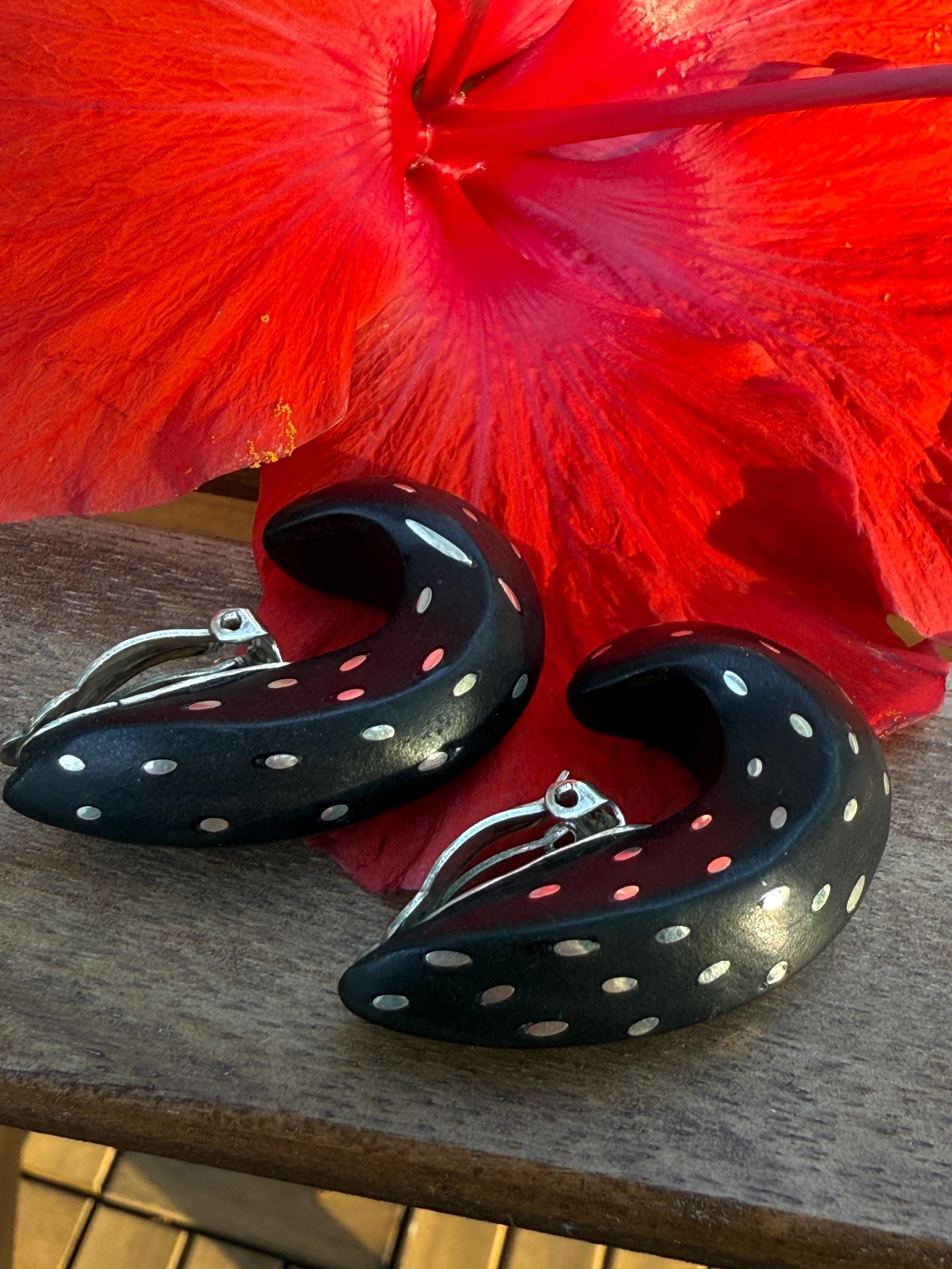 Boucles D'oreilles Clips Attribuées à Catherine Noll / Patricia Von Musulin - Résine Cognac - Occasion Bon état