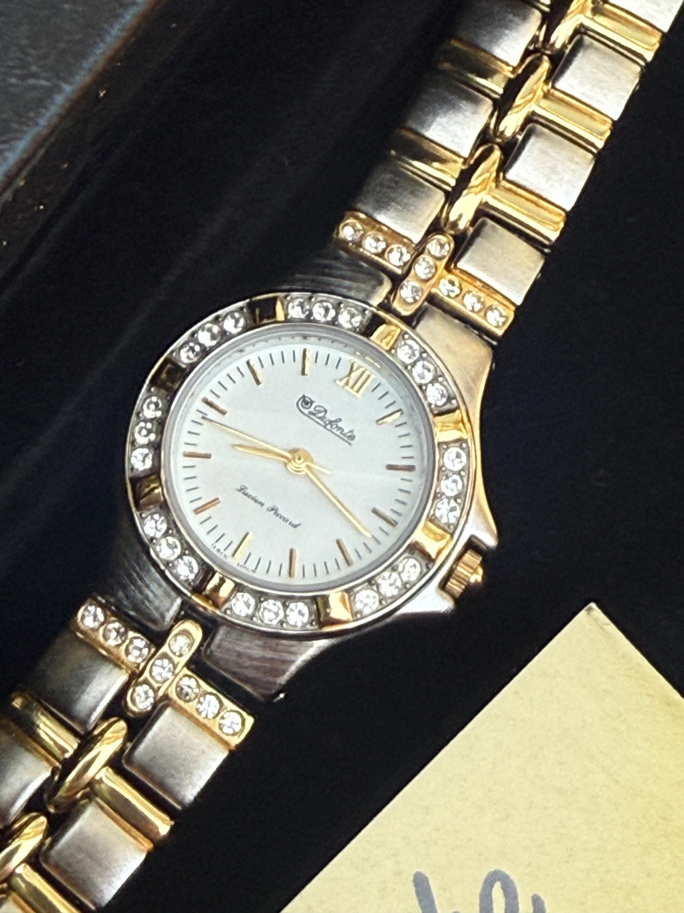 Vintage Dufonte Lucien Piccard Ladies Two Tone Watch Crystals 7.5\