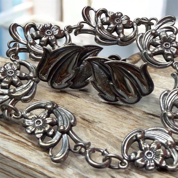 Vintage Danecraft Sterling Silver Bracelet – Floral Art Nouveau